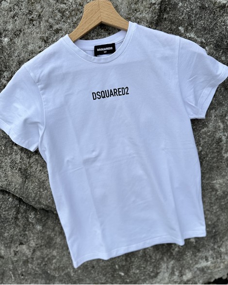 Triko dětské Dsquared2 bílé s nápisem